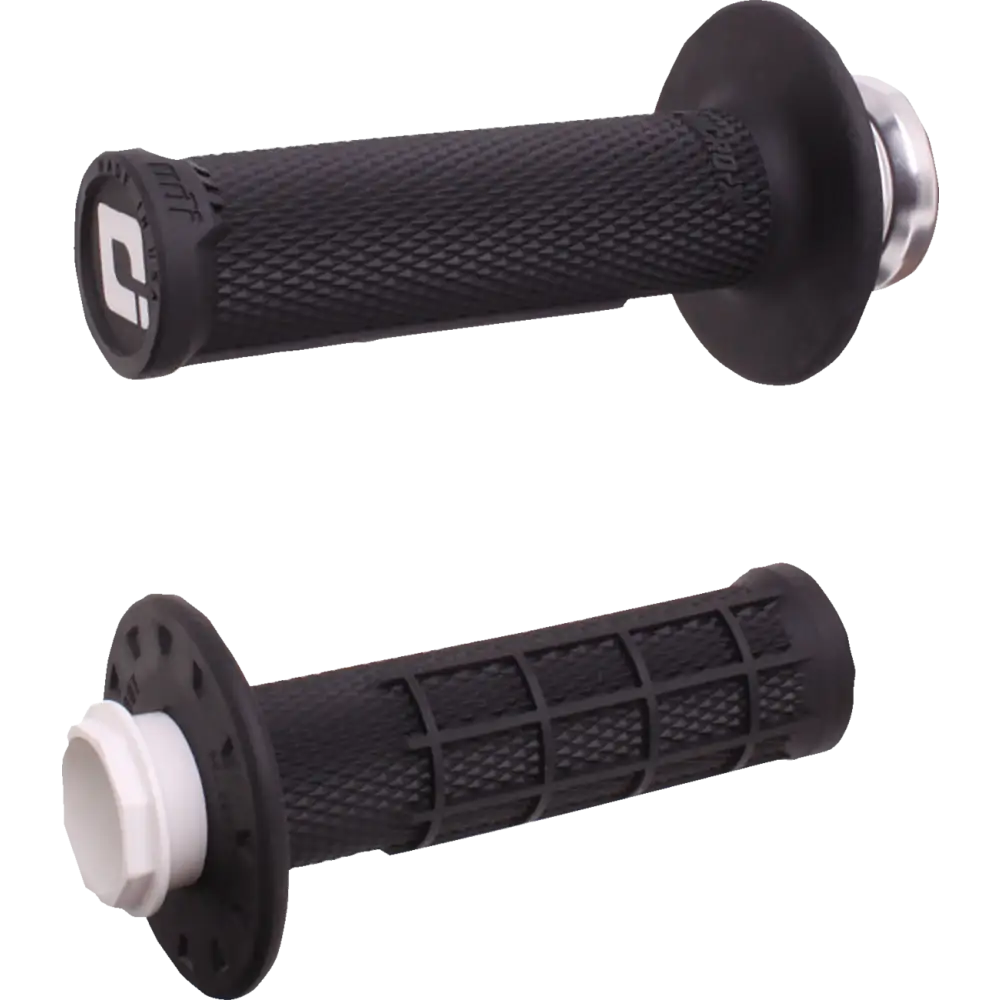 ODI Micro-X Half-Waffle v2 Lock-On Grips - Black/Silver H36MXB