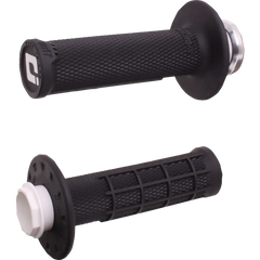 ODI Micro-X Half-Waffle v2 Lock-On Grips - Black/Silver H36MXB