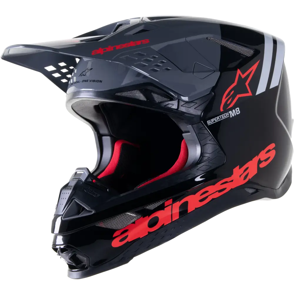 S M8 Radium 2 Helmet Black/Neon Red Sm