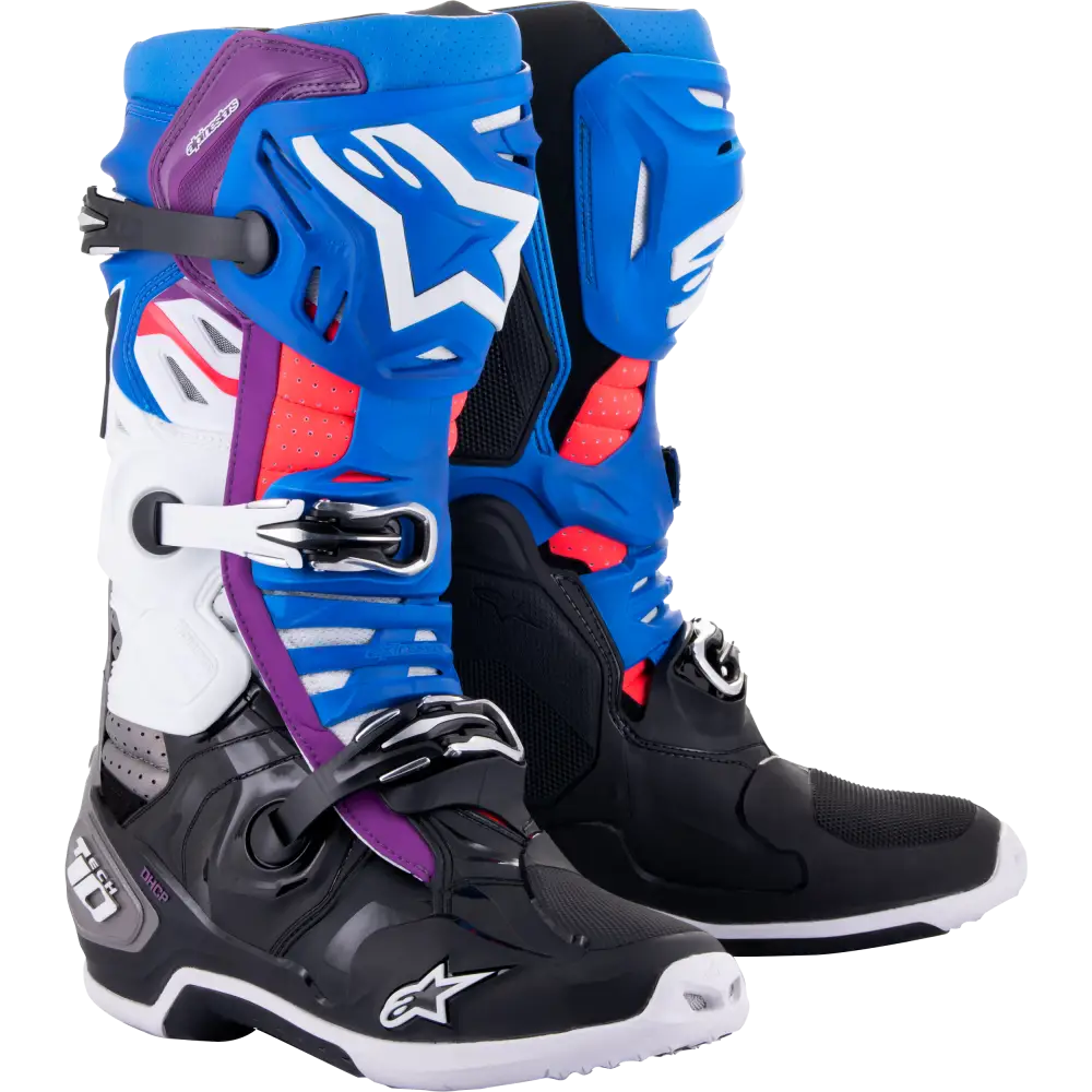 Tech 10 Supervented Boots Blk/Enamel Blu/Pur/Wht Sz 7