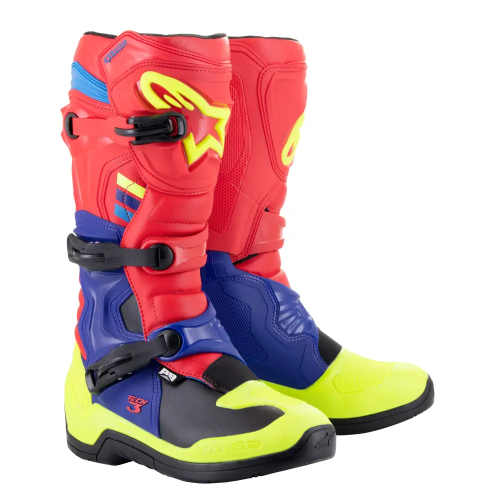 Tech 3 Boots Bright Red/Blue/Fluo Yel Sz 11