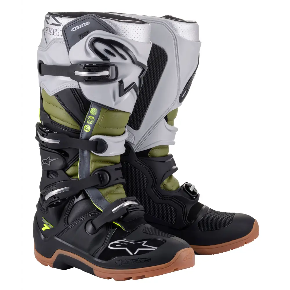 Tech 7 Enduro Boots Blk/Slvr/Mltry Grn Sz 08