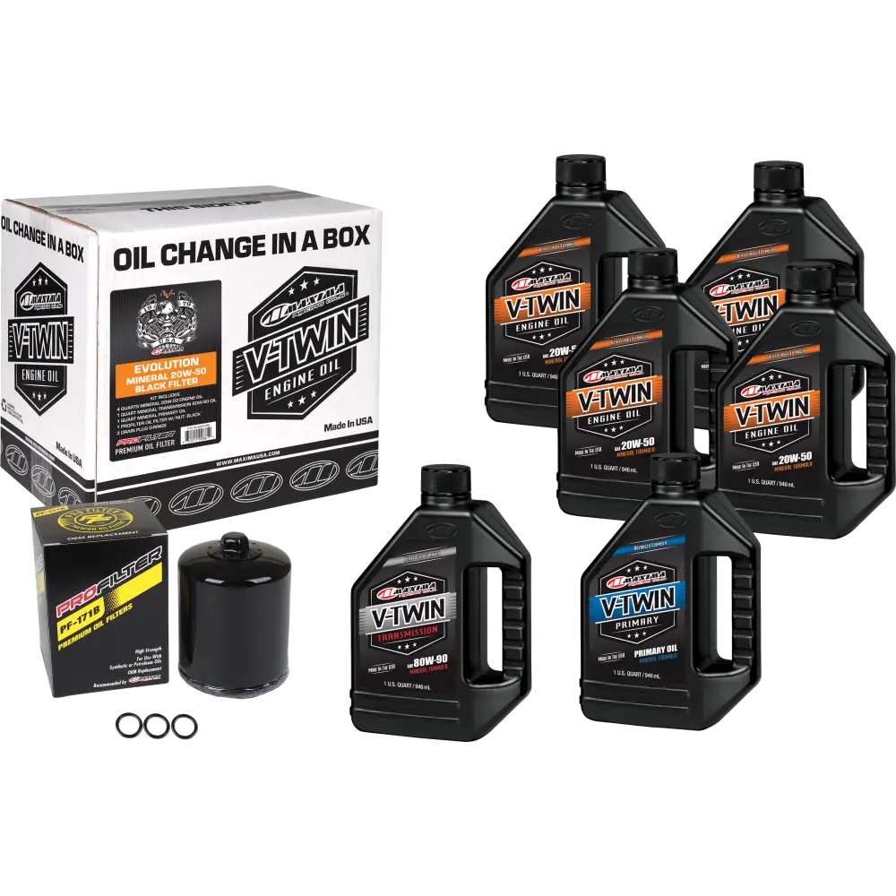 V Twin Oil Change Kit Mineral Evo Black Filer