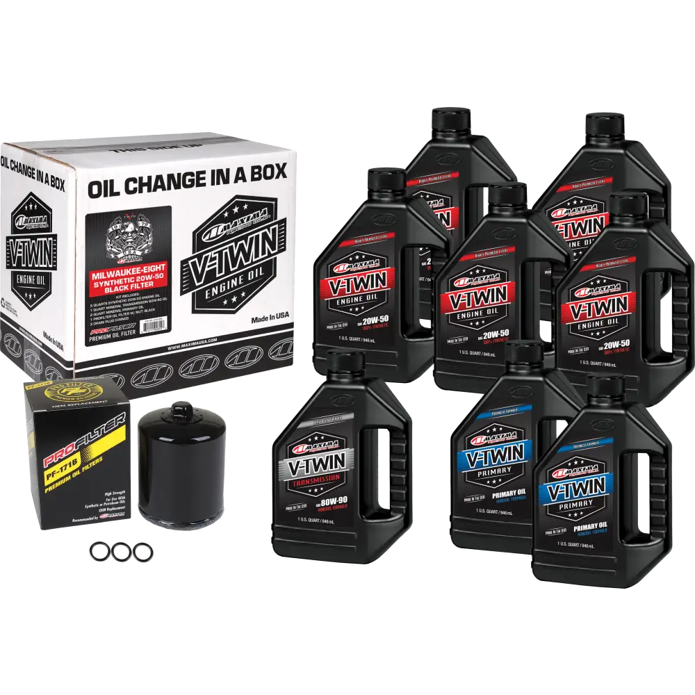 V Twin Syn Oil Change Kit M8 Black Filer