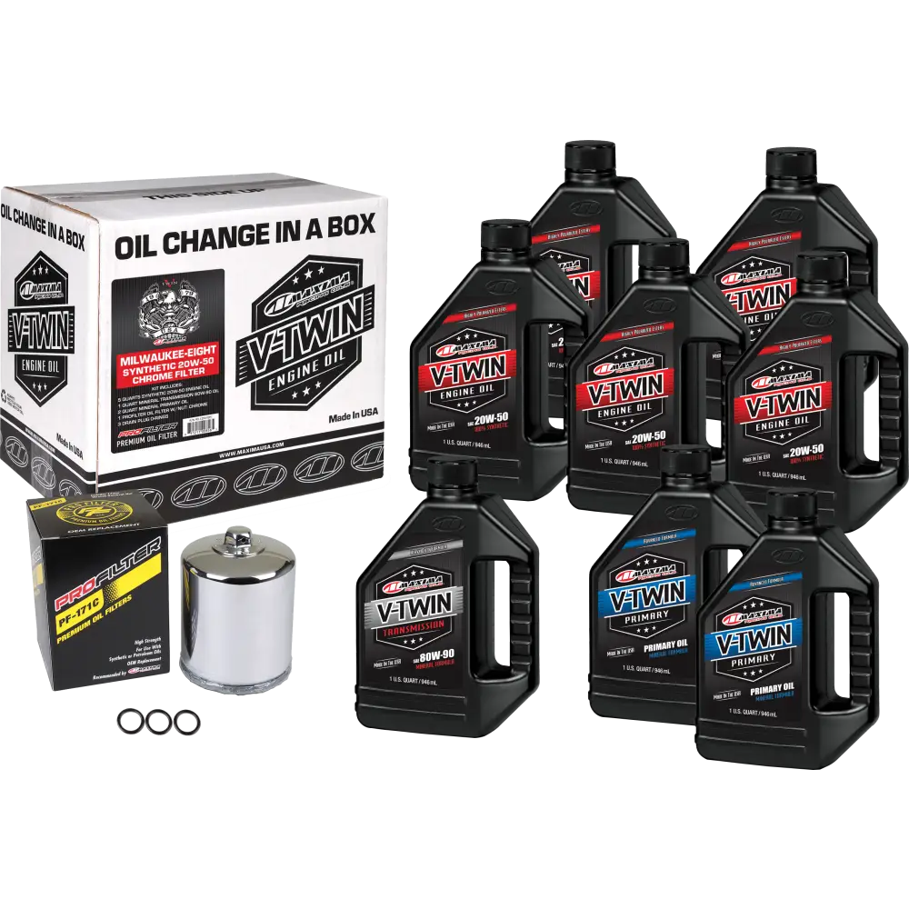 V Twin Syn Oil Change Kit M8 Chrome Filer