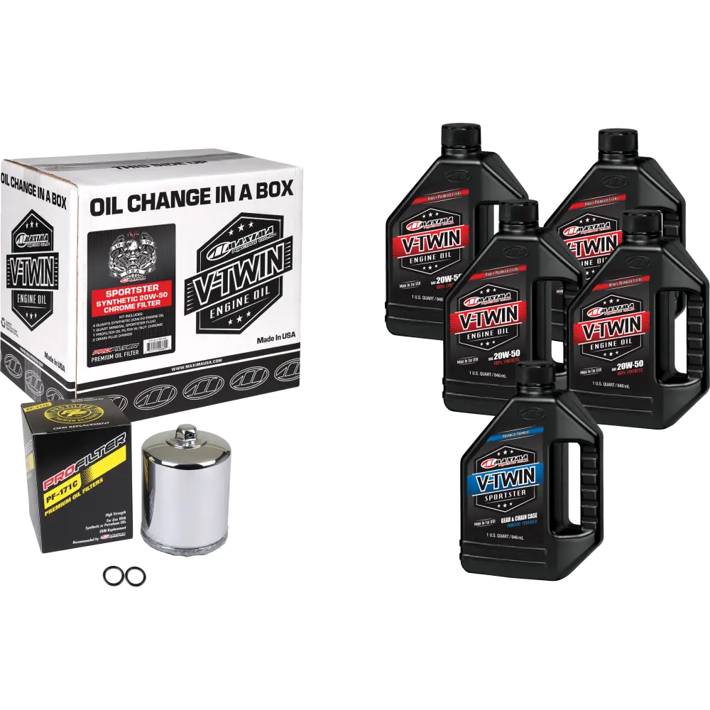 V Twin Syn Oil Change Kit Xl Chrome Filer