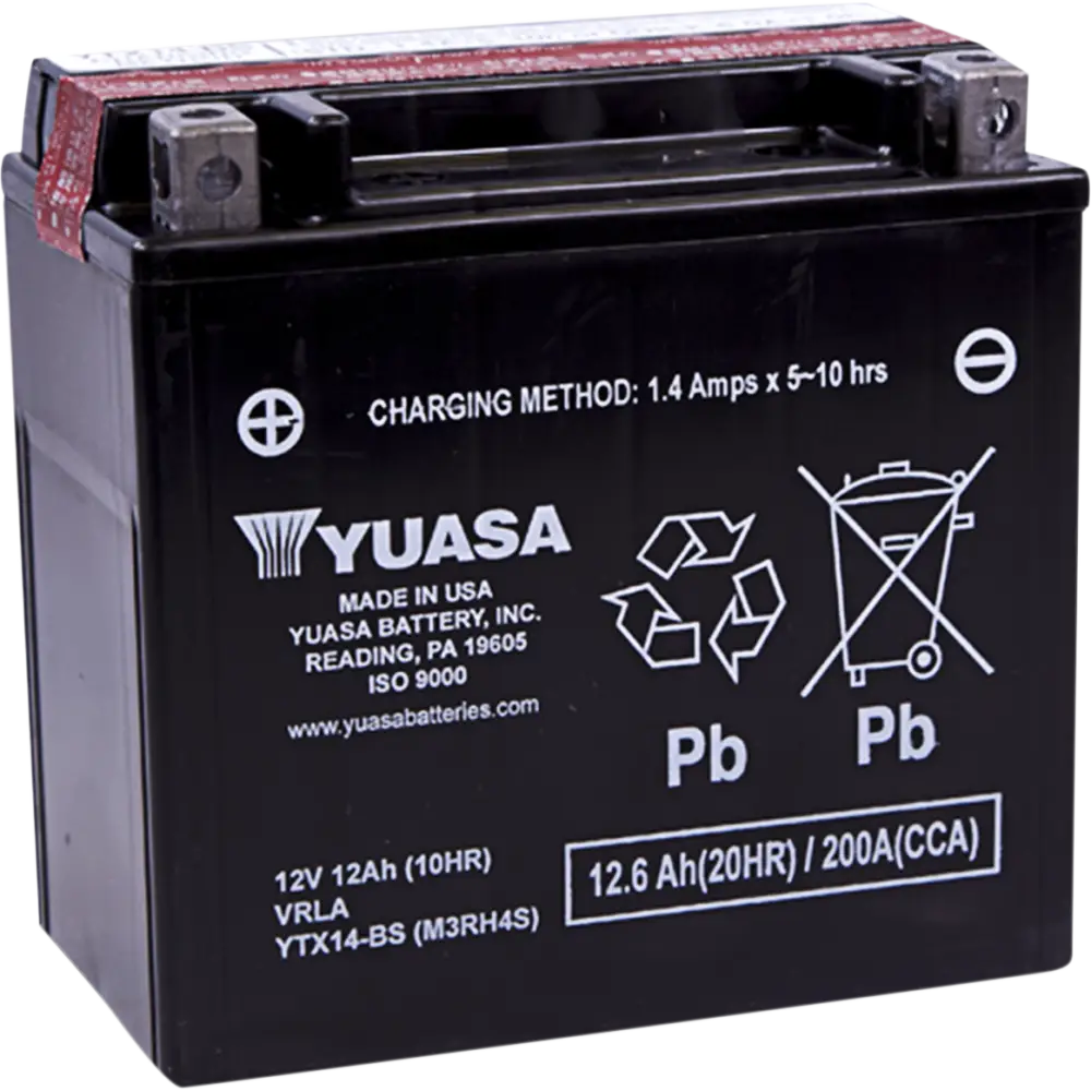 YUASA AGM Battery - YTX14-BS .69 L YUAM3RH4S