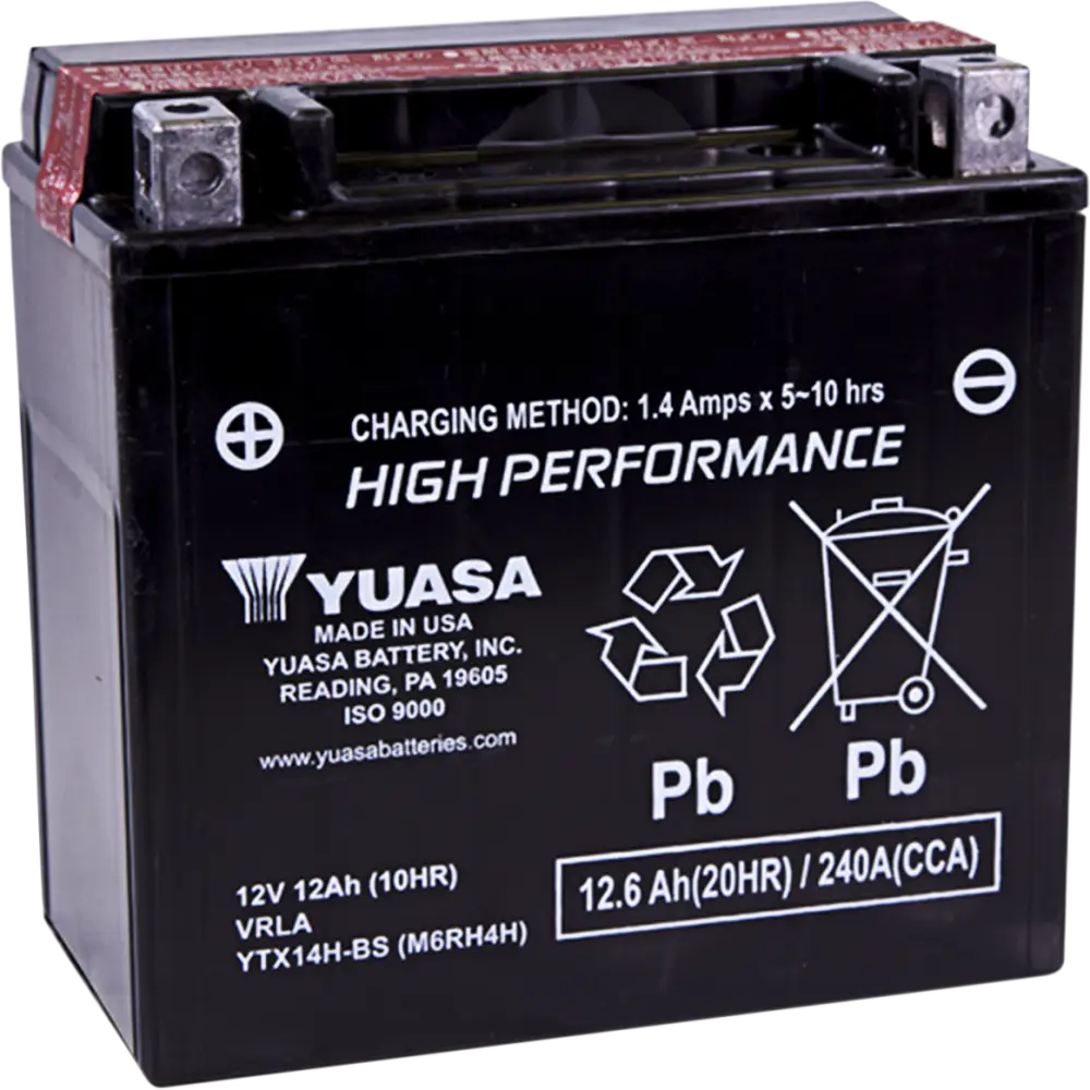 YUASA AGM Battery - YTX14H-BS .69L YUAM6RH4H