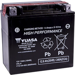 YUASA AGM Battery - YTX14H-BS .69L YUAM6RH4H