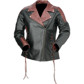 Z1R Women's Combiner Leather Jacket - Black/Red - 2W 2813-1015