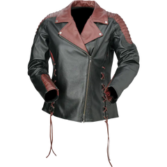 Z1R Women's Combiner Leather Jacket - Black/Red - 2W 2813-1015