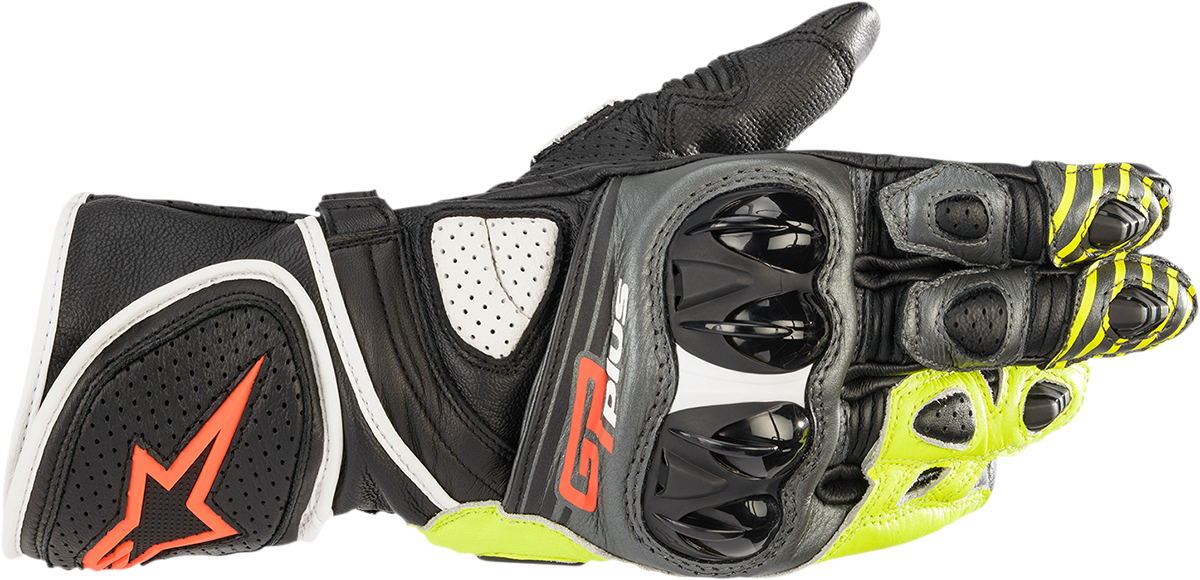 ALPINESTARS GP Plus R v2 Gloves - Metallic Gray/Black/Fluo Yellow/Fluo Red - 2XL 3556520-9135-2X