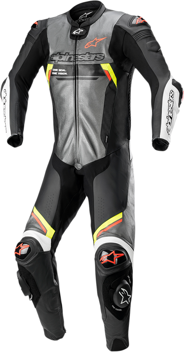 ALPINESTARS Missile Ignition v2 1-Piece Suit - Metallic Gray/Black/Yellow/Red Fluorescent - US 46 / EU 56 3150222-9135-56