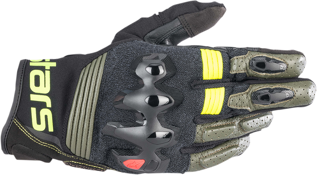 ALPINESTARS Halo Gloves - Forest Black/Fluo Yellow - Large 3504822-6085-L