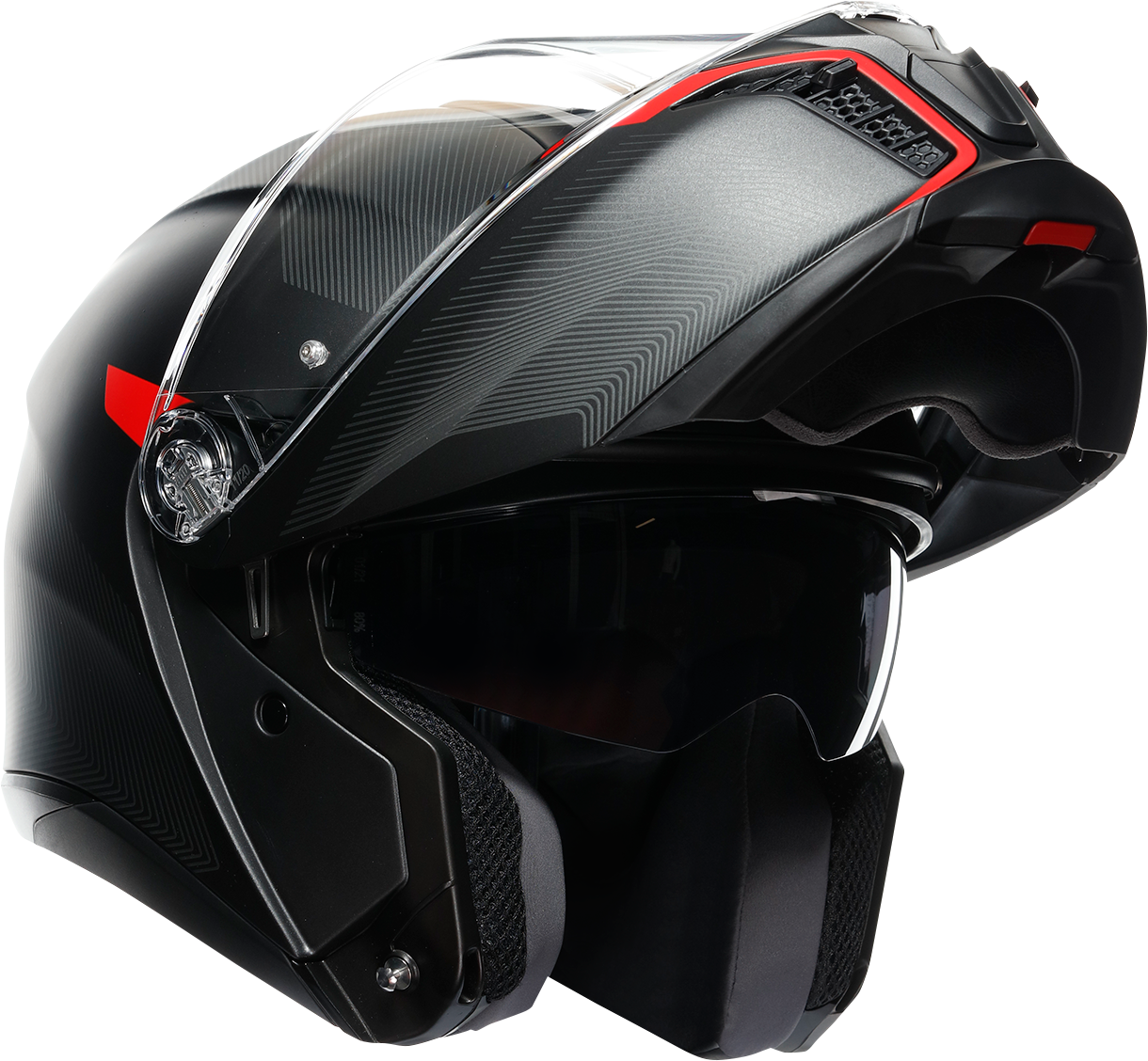 AGV Tourmodular Helmet - Frequency - Matte Gunmetal/Red - 2XL 211251F2OY00516