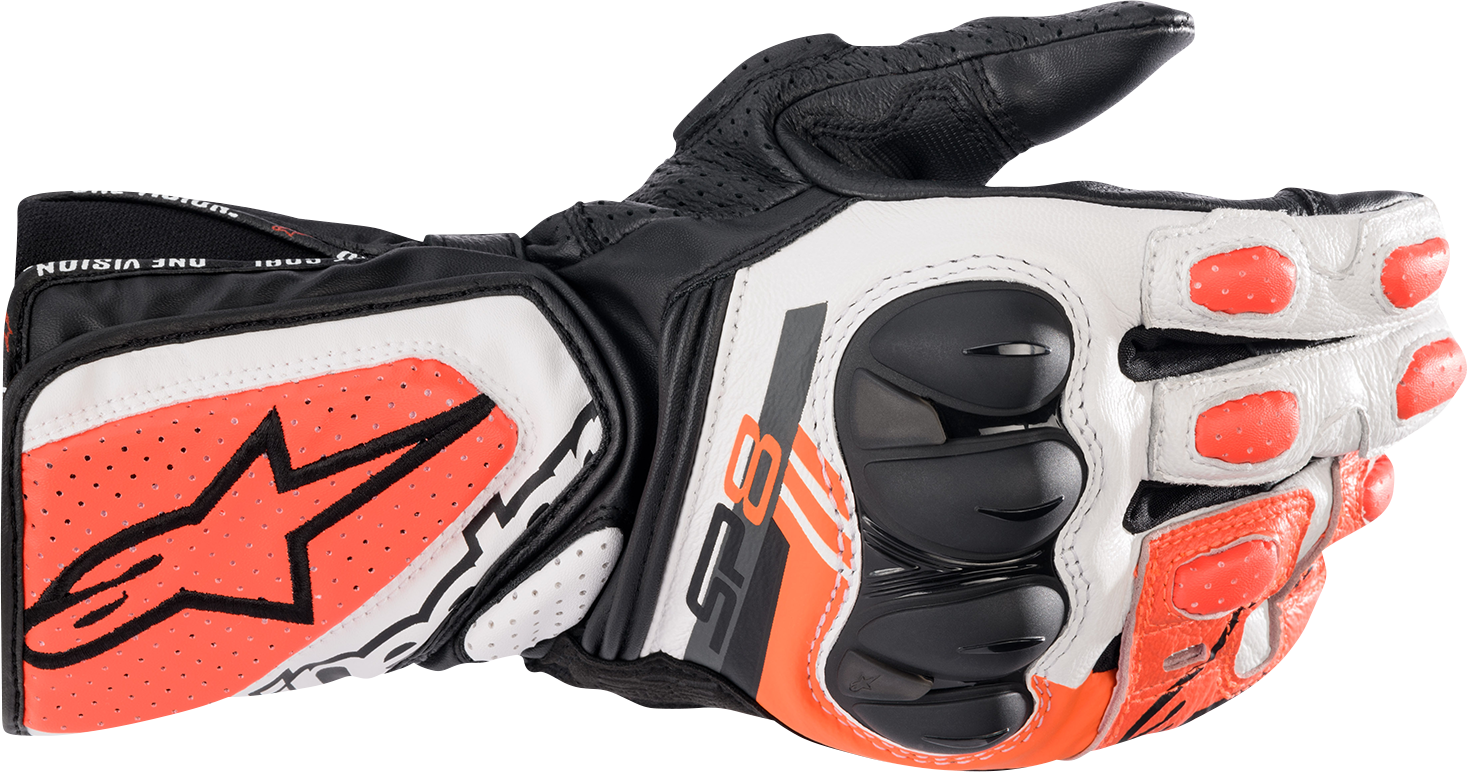 ALPINESTARS SP-8 V3 Gloves - Black/White/Fluo Red