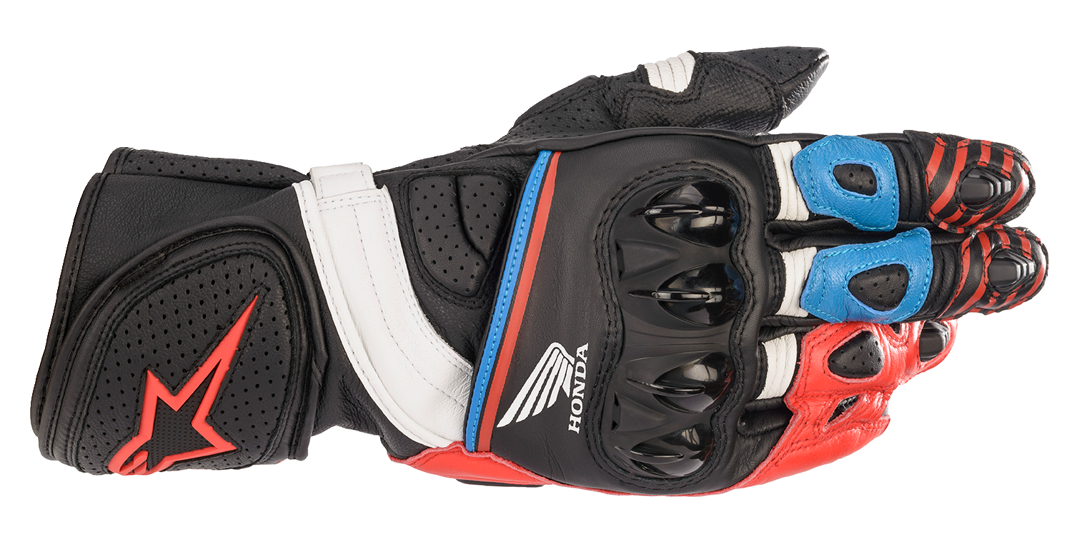 ALPINESTARS Honda GP Plus R v2 Gloves - Black/Bright Red/Blue - 2XL 3556321-1317-2X