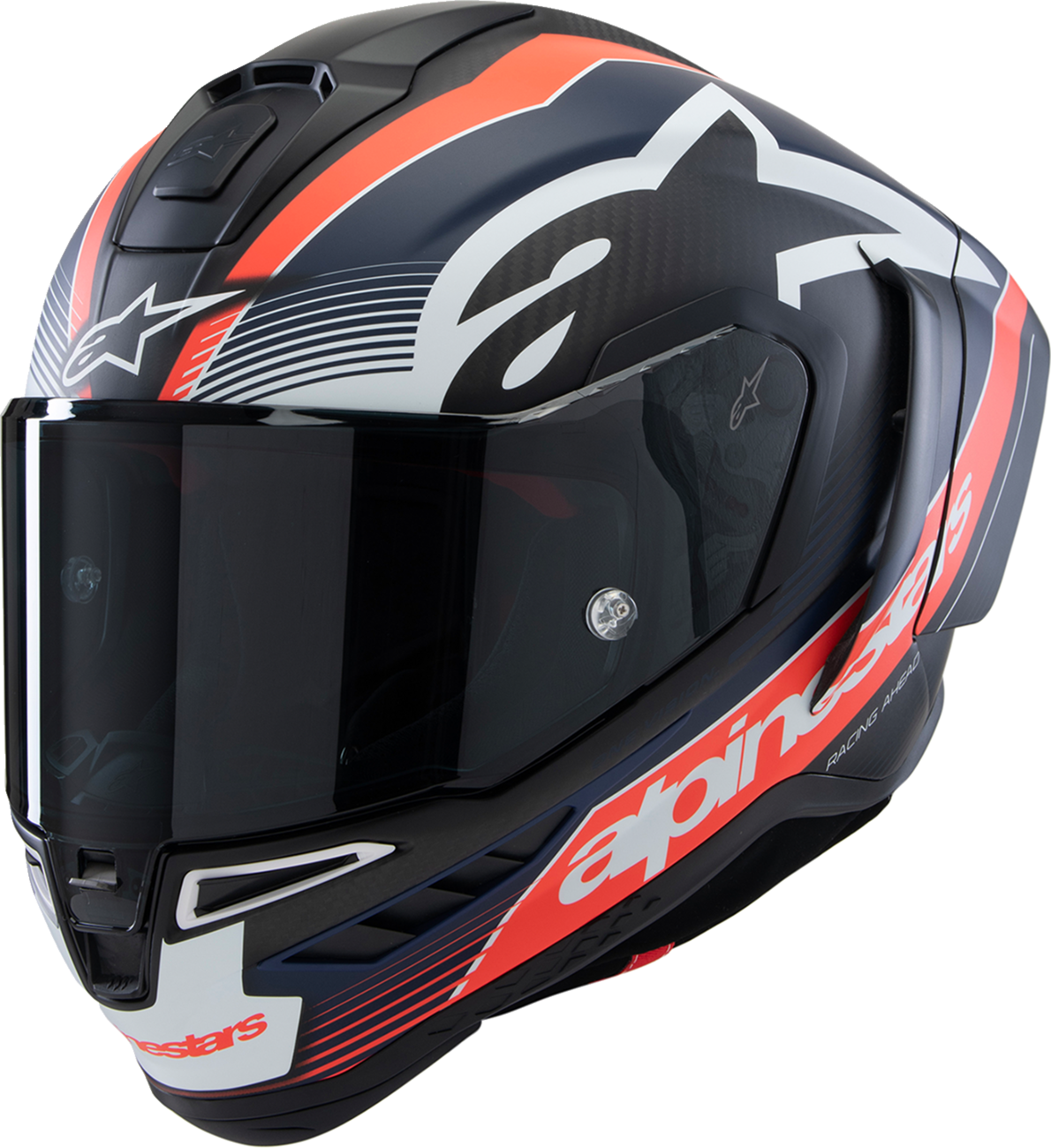 ALPINESTARS Supertech R10 Helmet & Spoiler - Team - Matte Black/Carbon Red Fluo/Blue