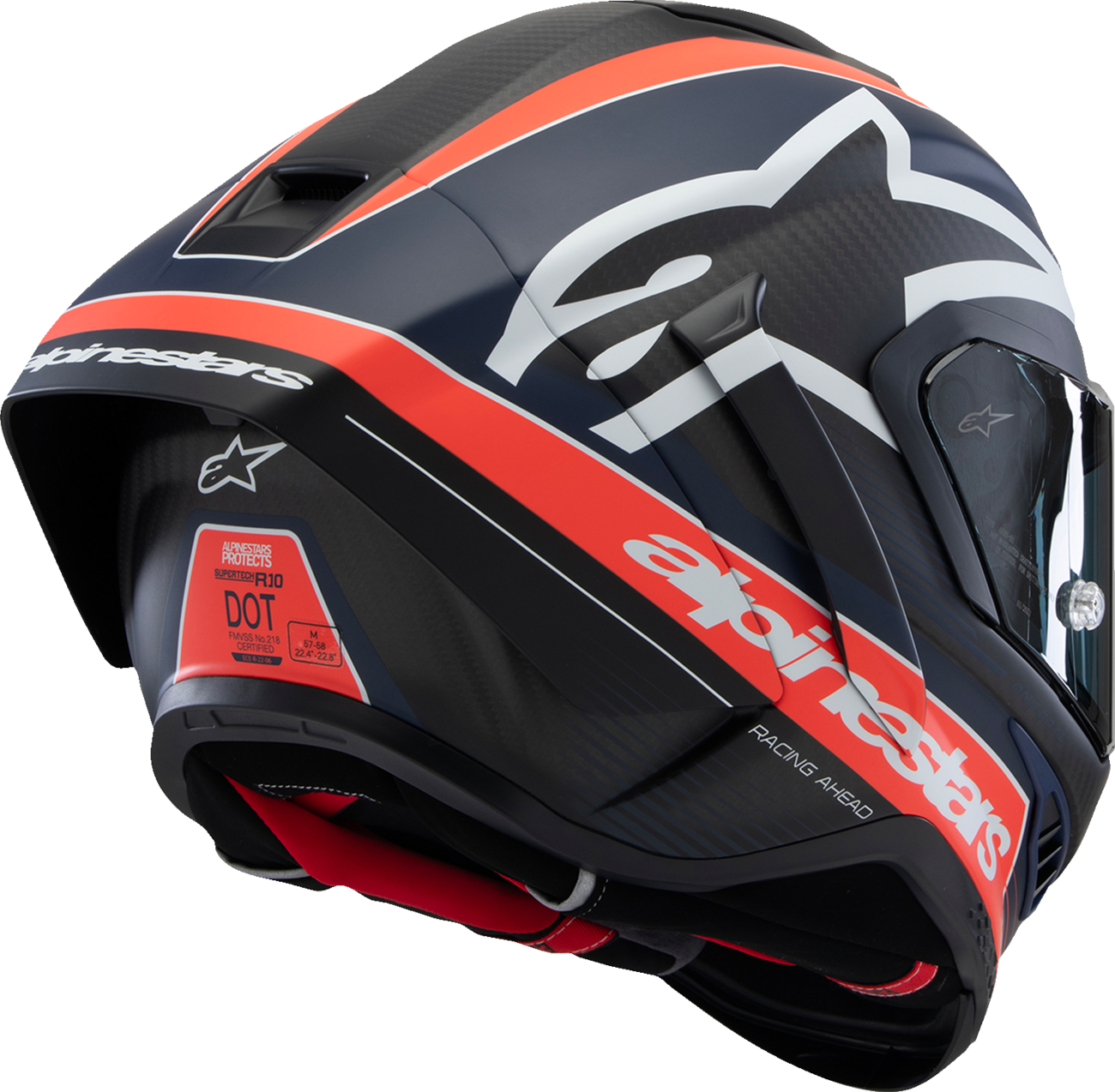 ALPINESTARS Supertech R10 Helmet & Spoiler - Team - Matte Black/Carbon Red Fluo/Blue