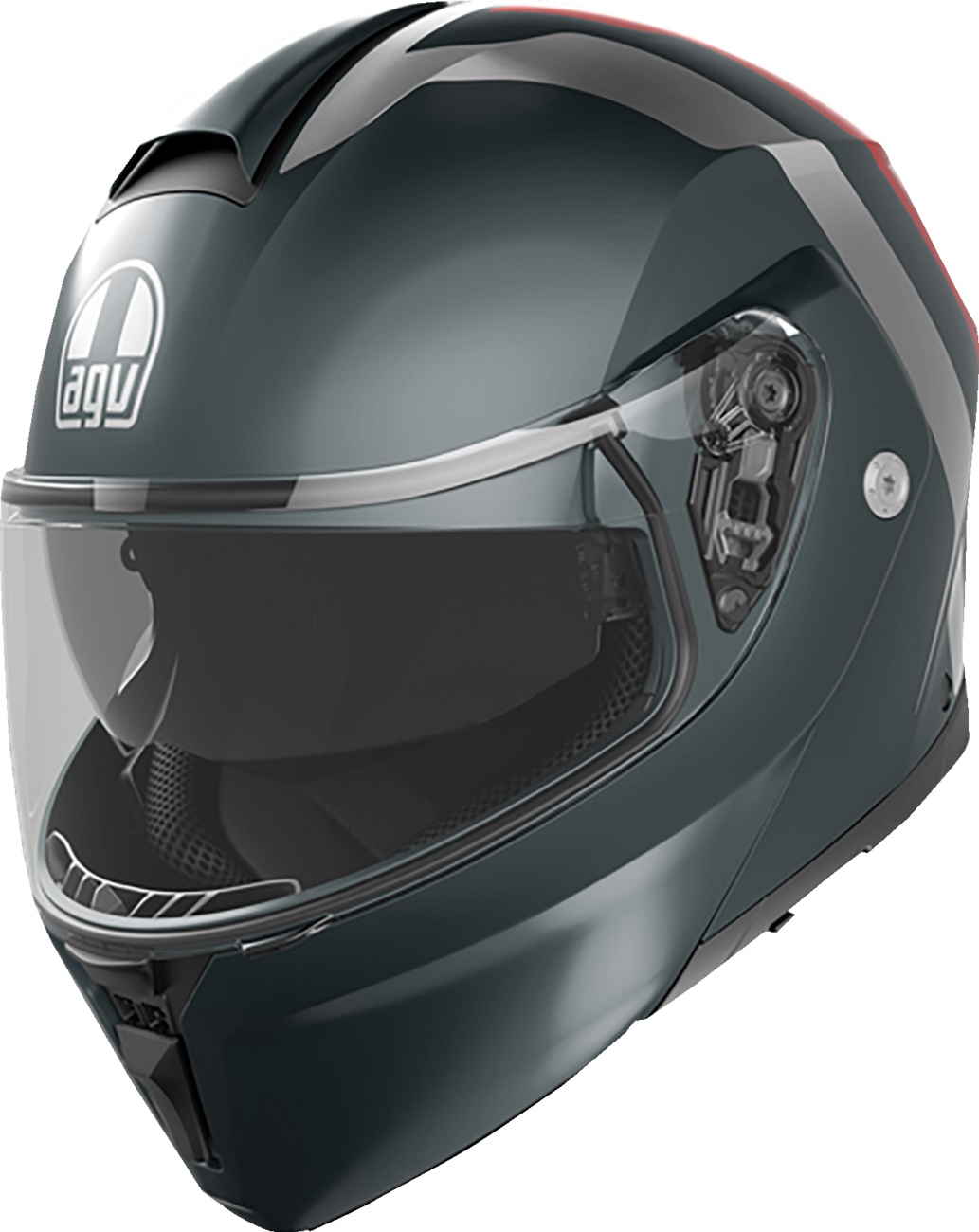 AGV Streetmodular Helmet - Resia - Matte Gray/Silver/Red