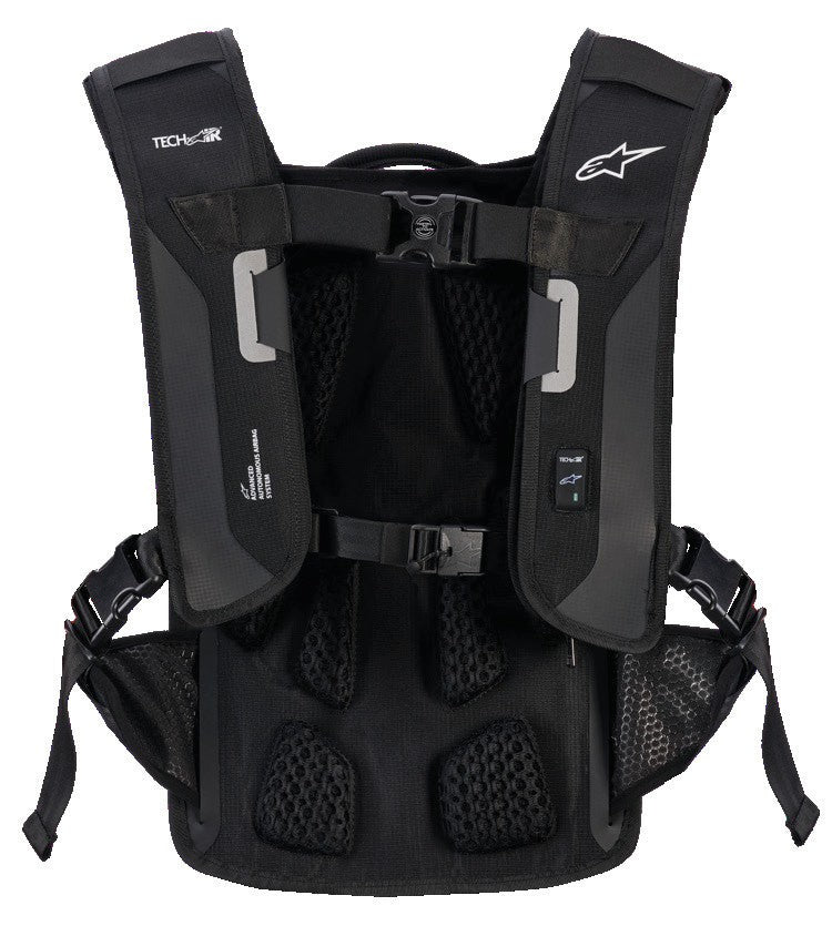 Alpinestars Tech-Air System Pack, rear view showing the over-the-jacket airbag harness and back protector