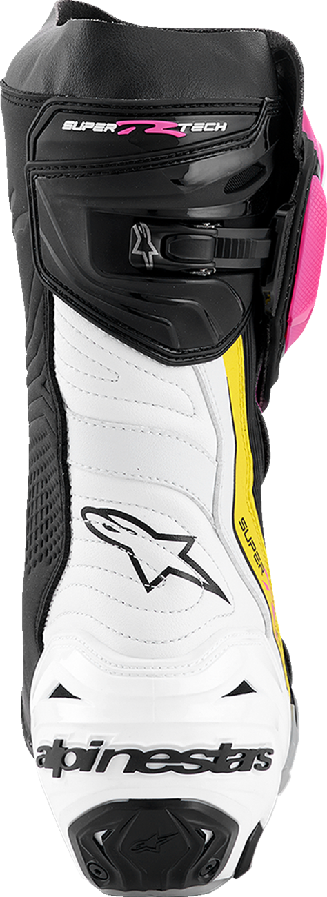 Alpinestars Supertech R Motorcycle Boots - Black, Magenta, White & Yellow, US 6 / EU 39
