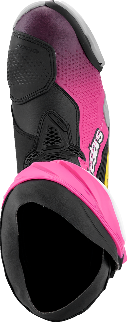 Alpinestars Supertech R Motorcycle Boots - Black, Magenta, White & Yellow, US 6 / EU 39