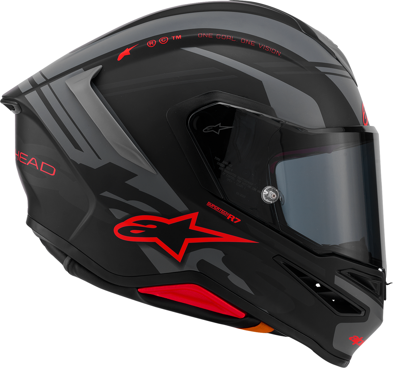 Alpinestars Supertech R7 Helmet - Matte Black/Gray/Red, Large - Lightweight Carbon Composite Racing Helmet