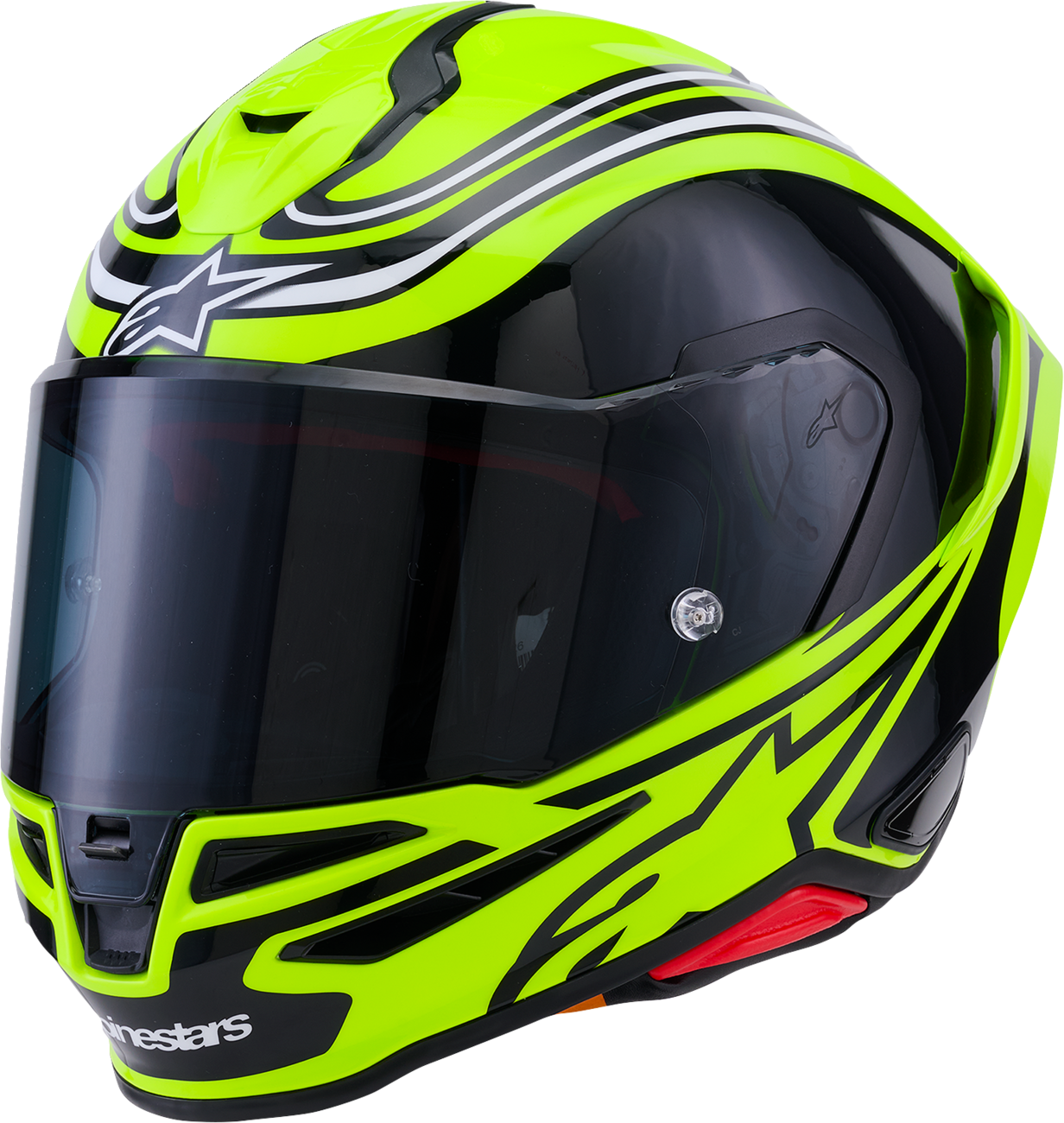 Alpinestars Supertech R7 Zeal Helmet - Medium, Gloss Yellow Fluo/Black/White, Model 8202826-5021-M