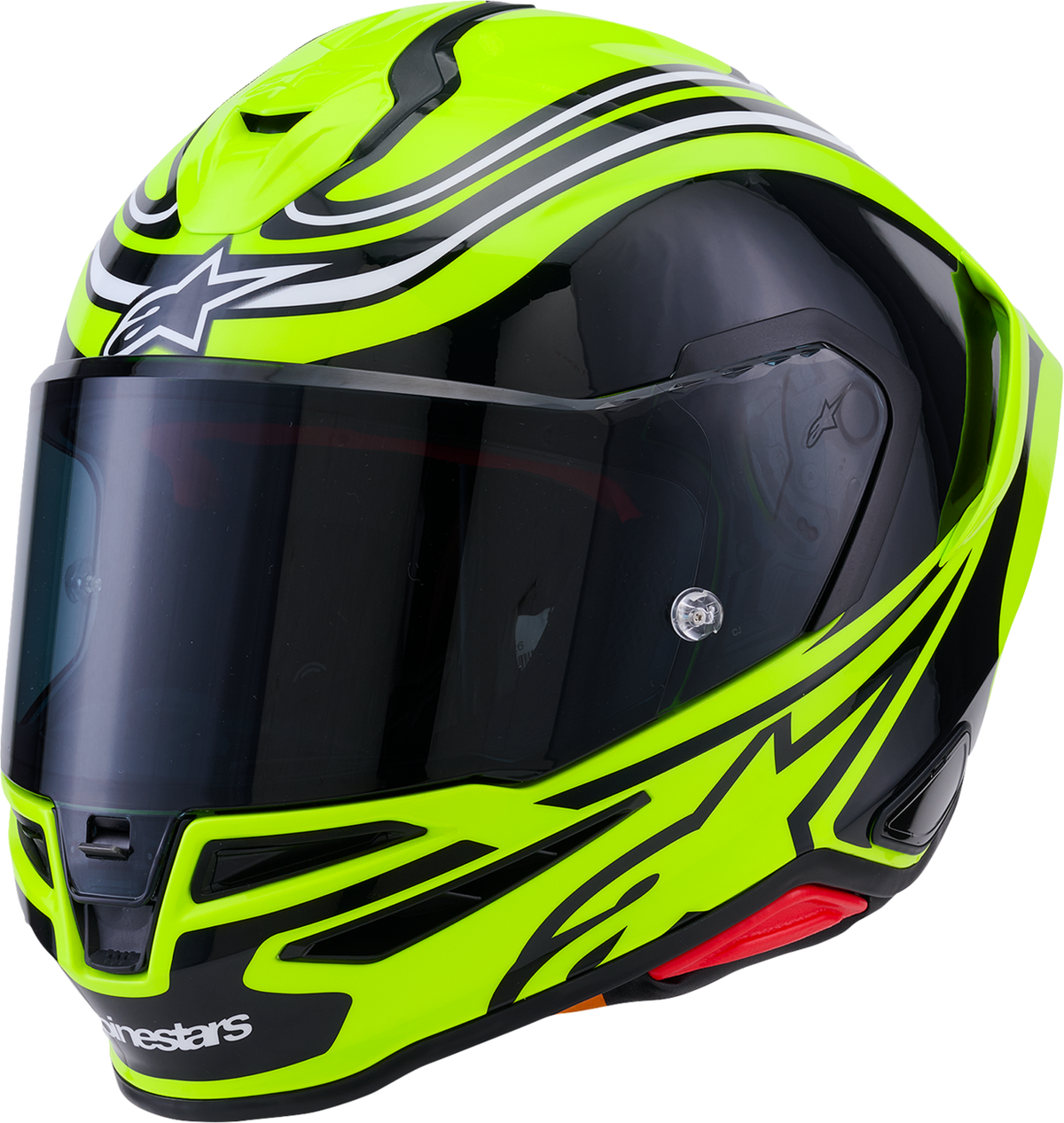 Alpinestars Supertech R7 Zeal Helmet - Medium, Gloss Yellow Fluo/Black/White, Model 8202826-5021-M