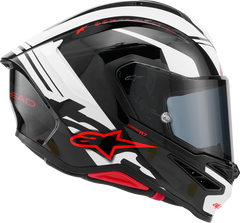 Alpinestars Supertech R7 Helmet - Medium, Gloss Black/White/Red, Model 8203426-1353-M