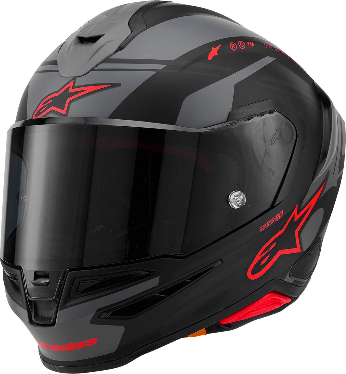 Alpinestars Supertech R7 Helmet - 22.06, A-Core, Matte Black/Gray/Red, XS