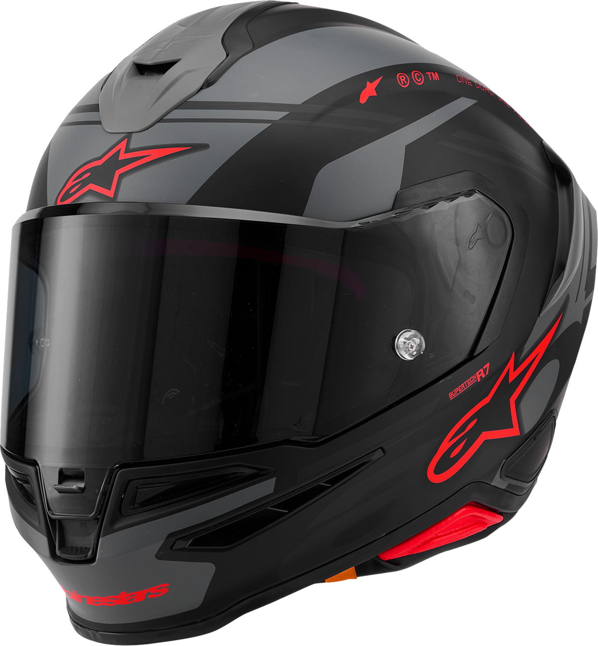 Alpinestars Supertech R7 Helmet - 22.06, A-Core, Matte Black/Gray/Red, XS