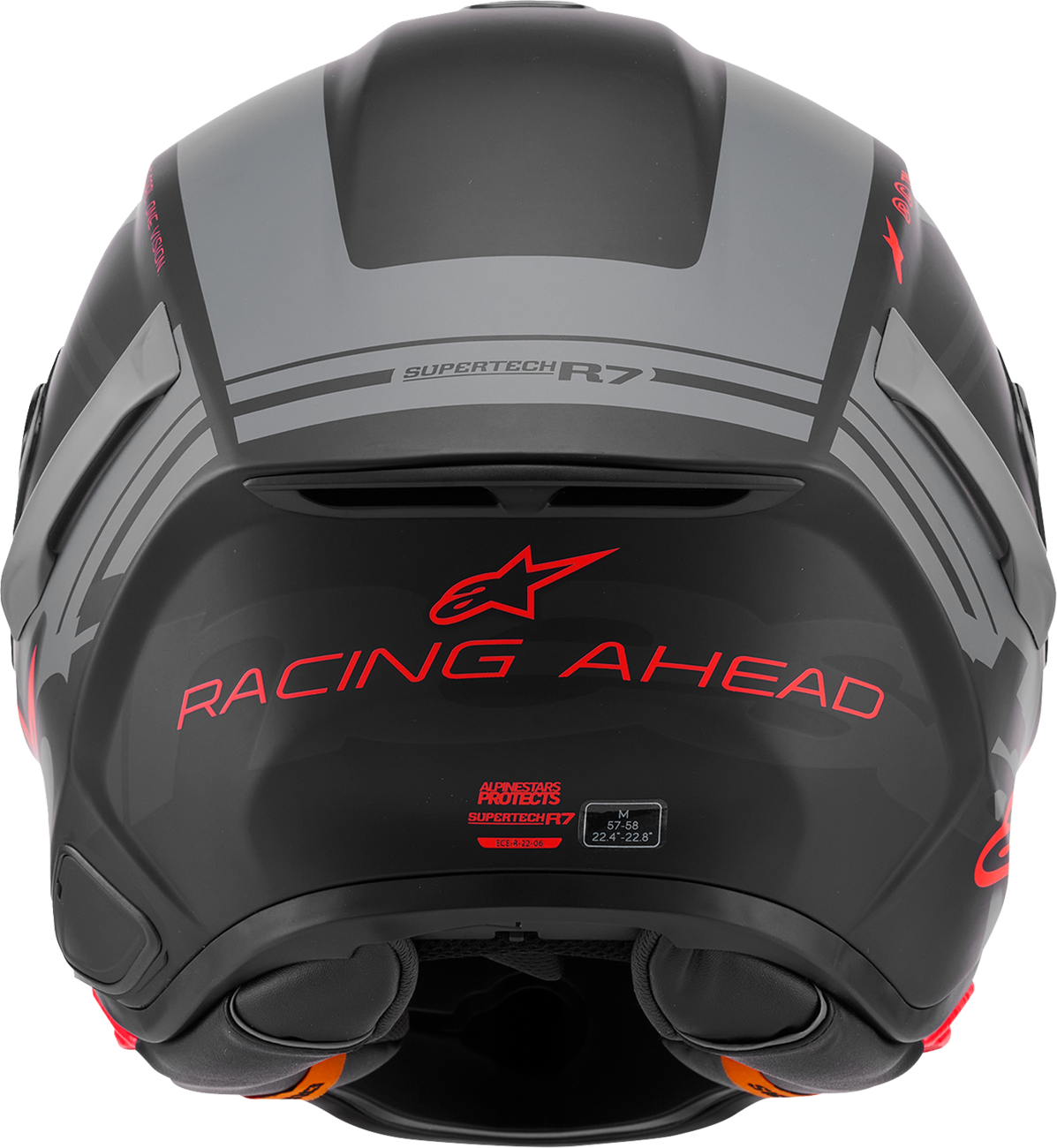 Alpinestars Supertech R7 Helmet - 22.06, A-Core, Matte Black/Gray/Red, XS