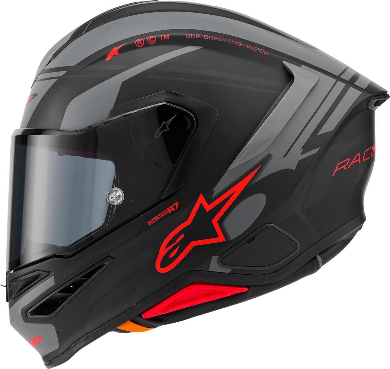 Alpinestars Supertech R7 Helmet - 22.06, A-Core, Matte Black/Gray/Red, XS