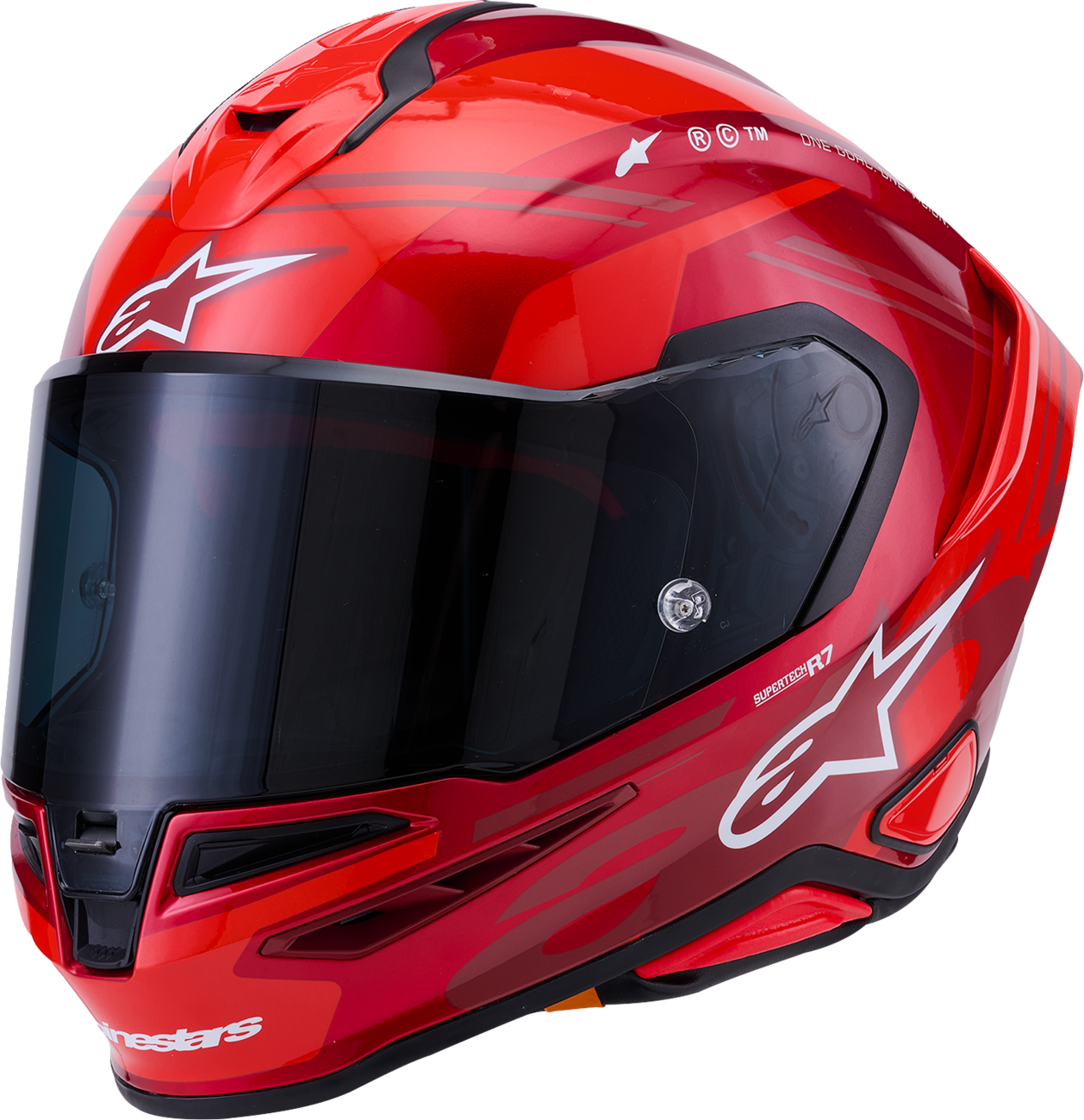 Alpinestars Supertech R7 Helmet - Medium, Gloss Red/White, Carbon Composite Construction, Aerodynamic Design, ECE 22.06 Certified