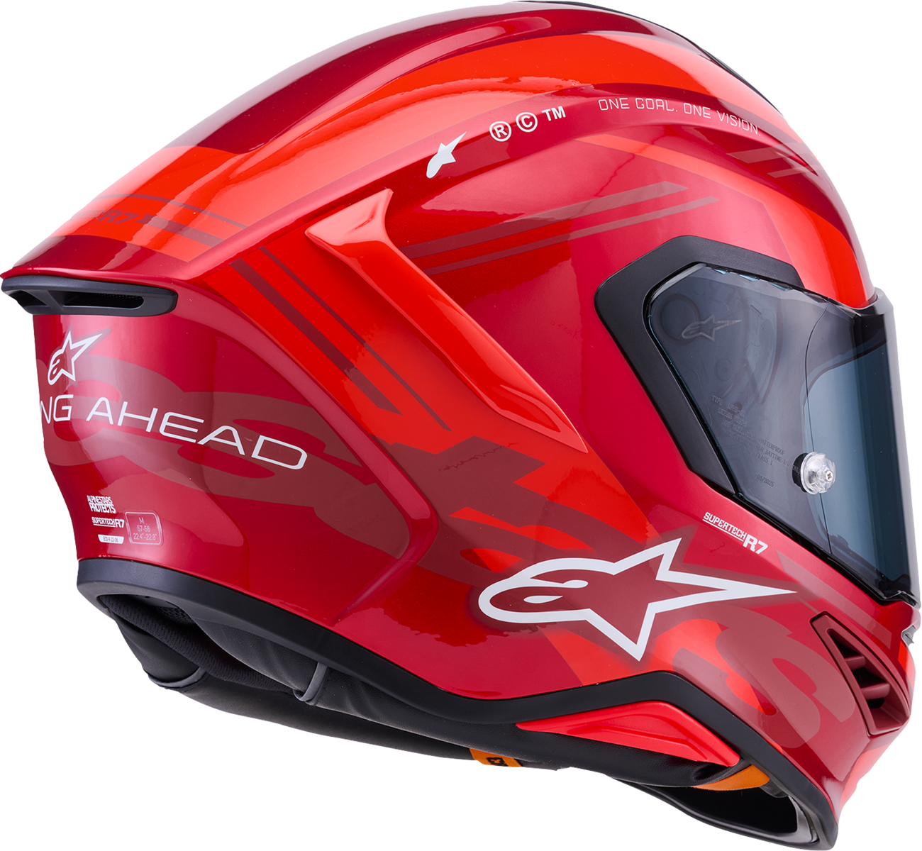 Alpinestars Supertech R7 Helmet - Medium, Gloss Red/White, Carbon Composite Construction, Aerodynamic Design, ECE 22.06 Certified
