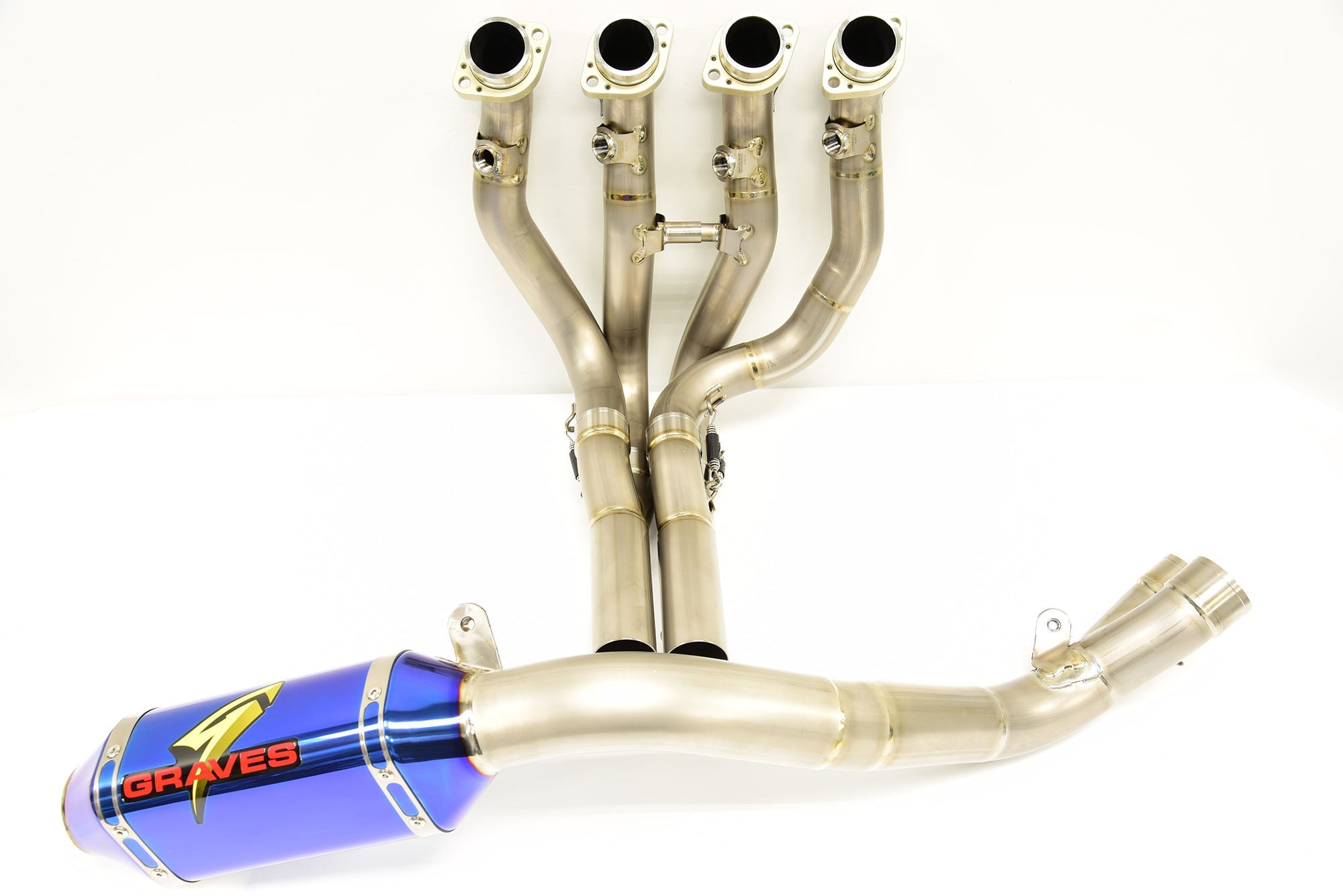 Yamaha R1 Superbike Full Titanium Exhaust System - ElecTrick bLUE Silencer