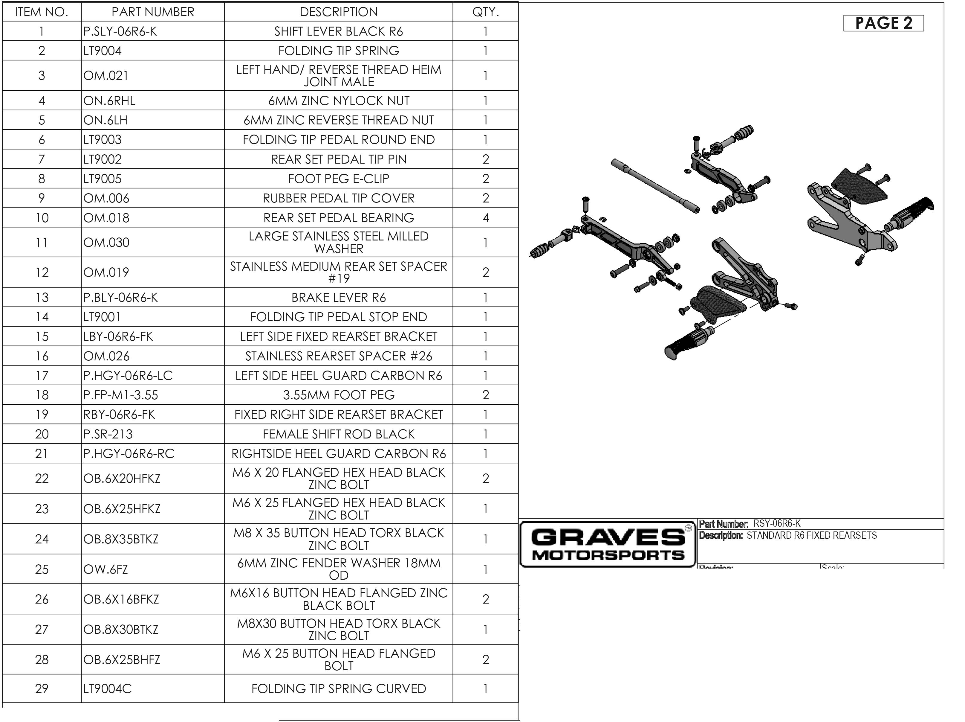 Graves Motorsports Yamaha R6 Fixed Rearsets 2006-2022