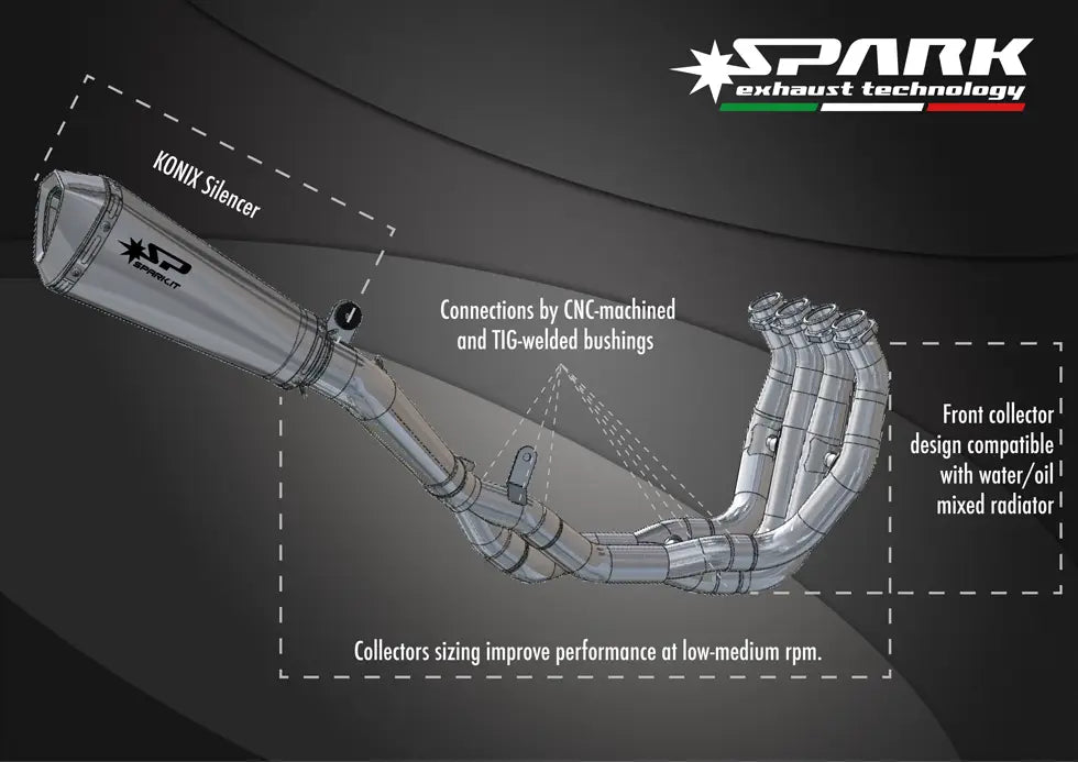 spark exhaust sysyem for yamaha r6 in konix full titanium