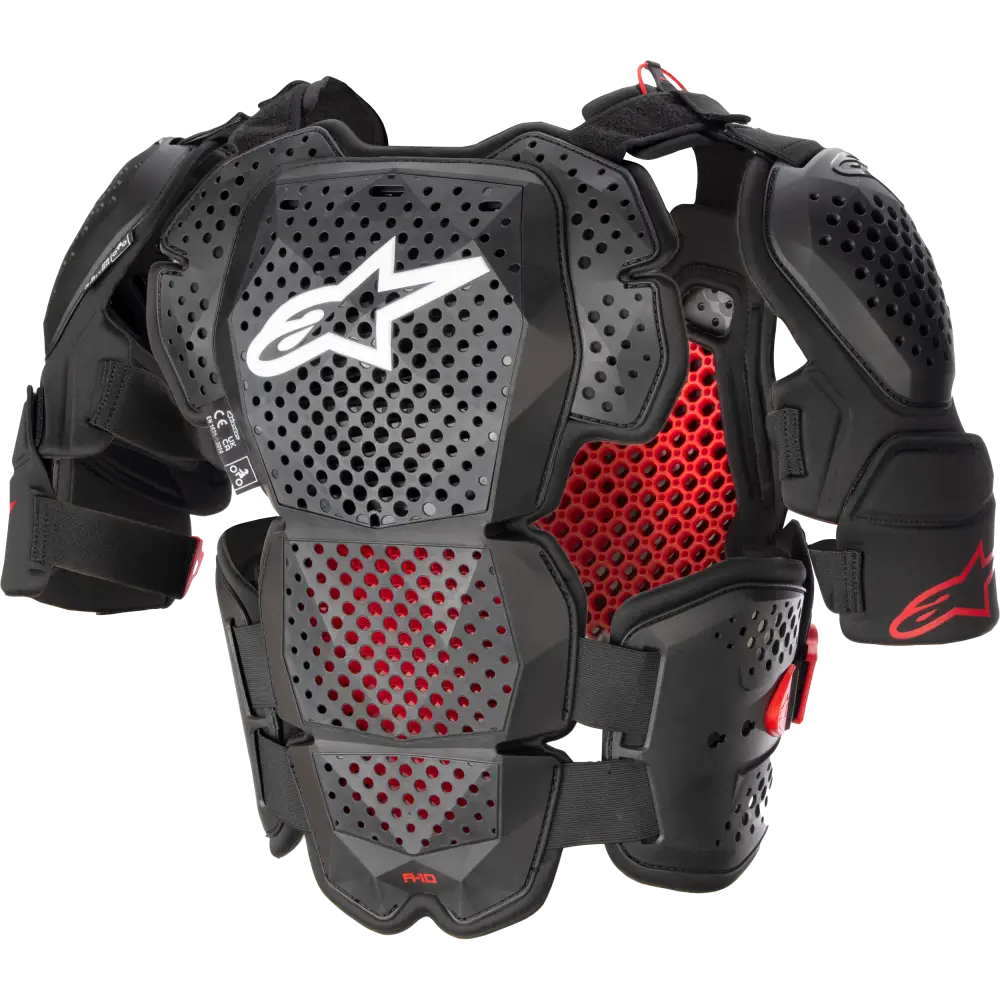 A 10 V2 Full Chest Protector Anthracite/Black/Red Md/Lg