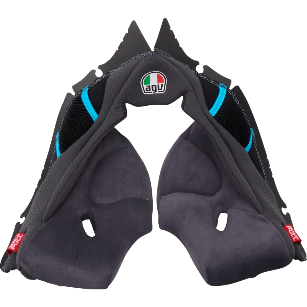 AGV Pista GP RR Cheek Pads - Black/Red Gray/Cyan Gray/Yellow - Gray/Cyan / 2XL - Agv Helmets