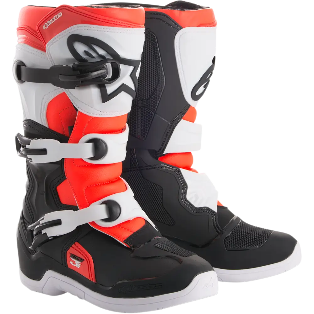 ALPINESTARS Tech 3S Boots - Black/White/Fluorescent Red - US 3 2014018-1231-3