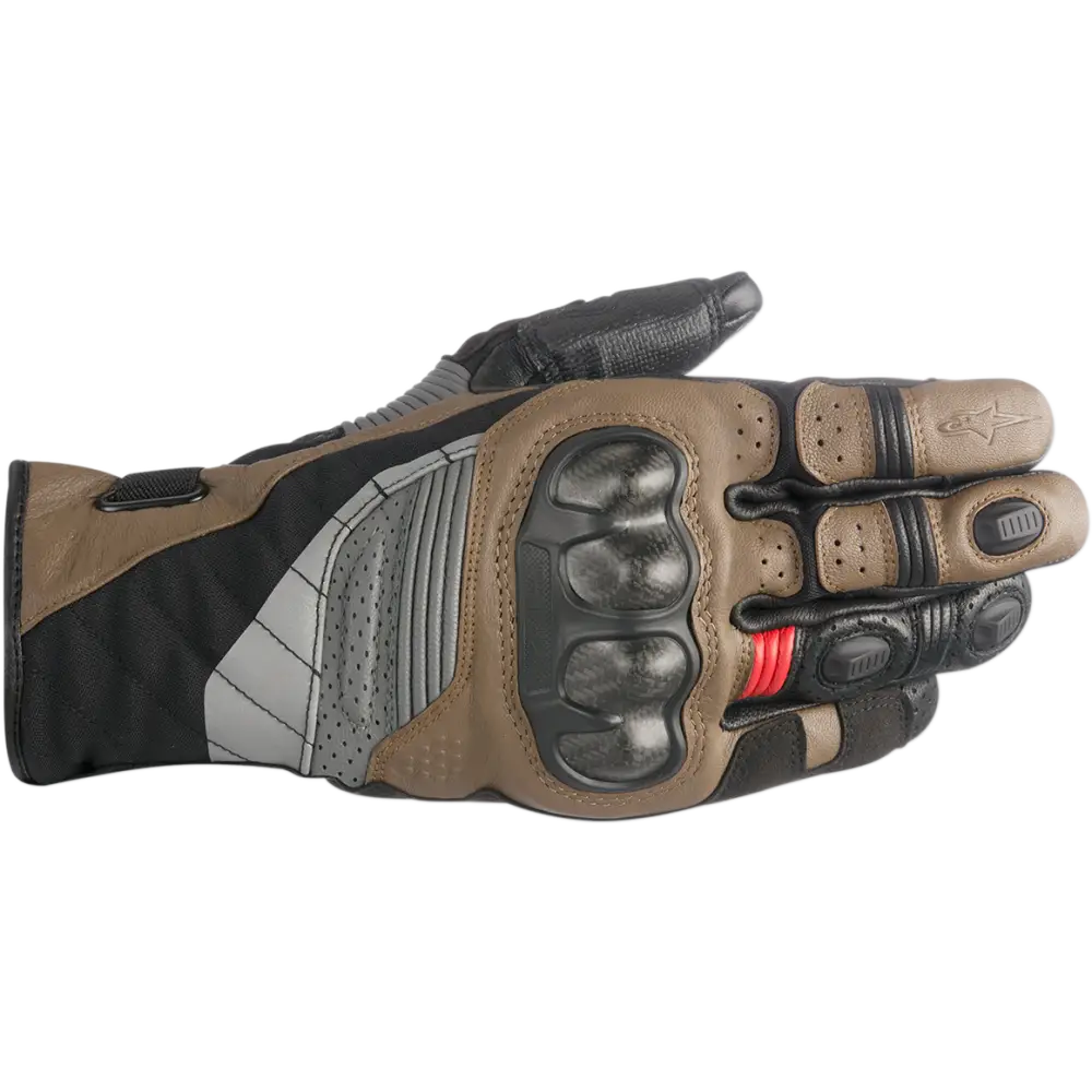 Alpinestars Belize Drystar Gloves - Black/Anthracite/Red & Black/Tobacco Brown - Black/Tobacco Brown/Red / Small