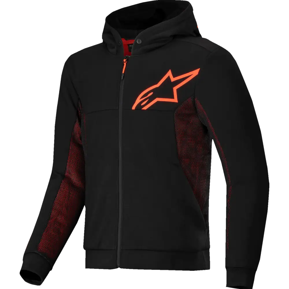 ALPINESTARS Chrome Air Sport Hoodie - Black/Red Fluo - 2XL 4200425-1030-2XL