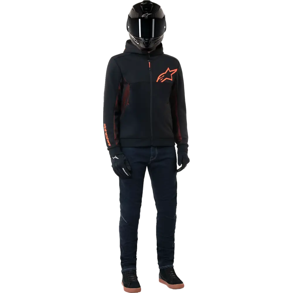 ALPINESTARS Chrome Air Sport Hoodie - Black/Red Fluo - Large 4200425-1030-L