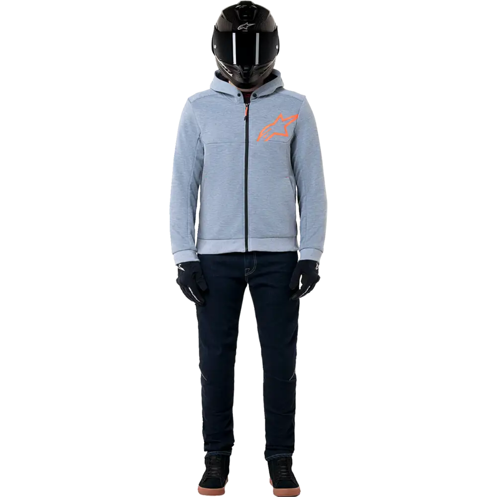 ALPINESTARS Chrome v2 Sport Hoodie - Heather Gray/Red Fluo - Large 4200325-9199-L