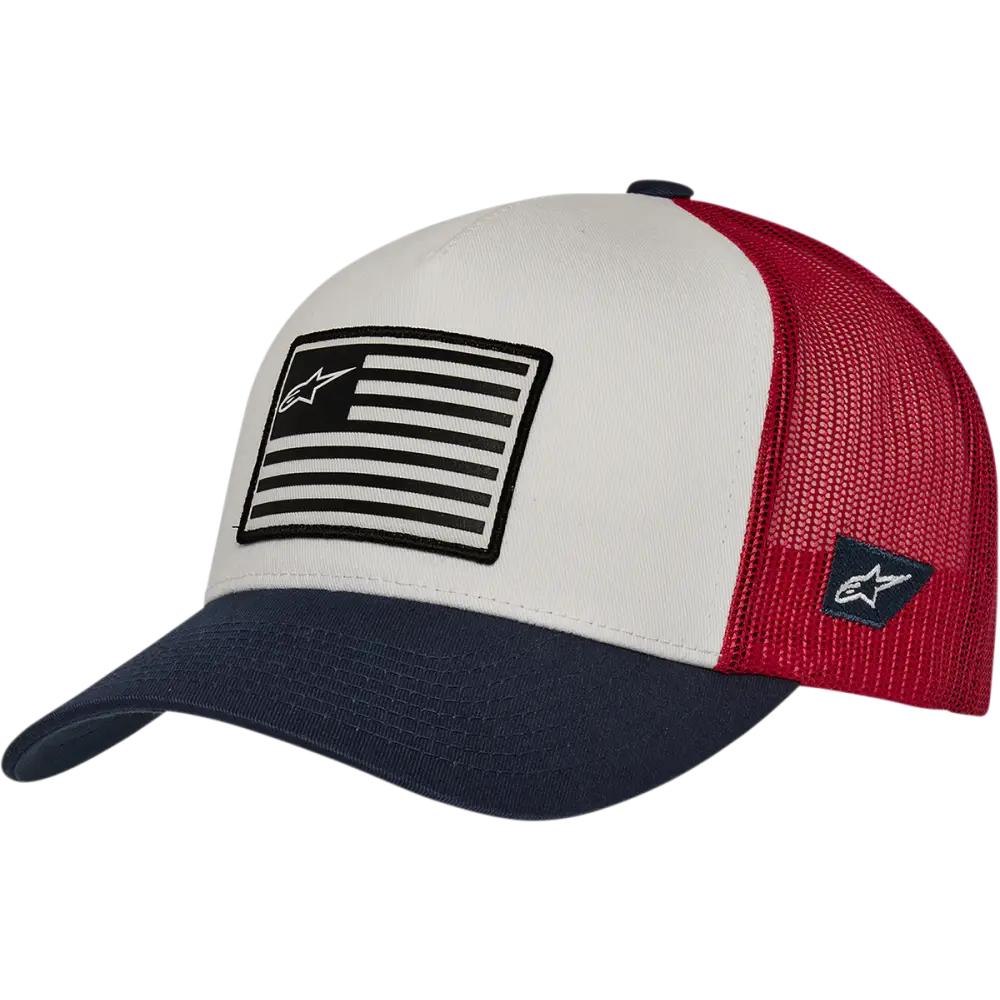 ALPINESTARS Flag Snapback Hat - White/Navy/Red - One Size 1211810132074OS