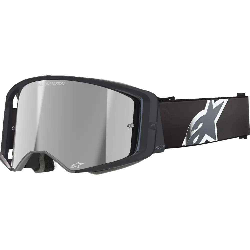 Alpinestars GOGGLES Supertech Goggle - Corp & Stream - Roll-Off Options Available - Black/Gray / Silver Mirror