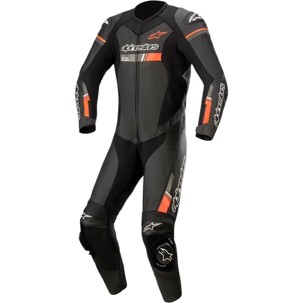 Alpinestars GP Force Chaser 1-Piece Leather Suit - Black/Red Fluorescent - 38 / 48